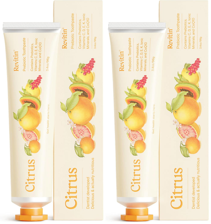 Revitin Toothpaste – Fluoride-Free Prebiotic Citrus (Pack of 2) | Non-Toxic, Kid Approved