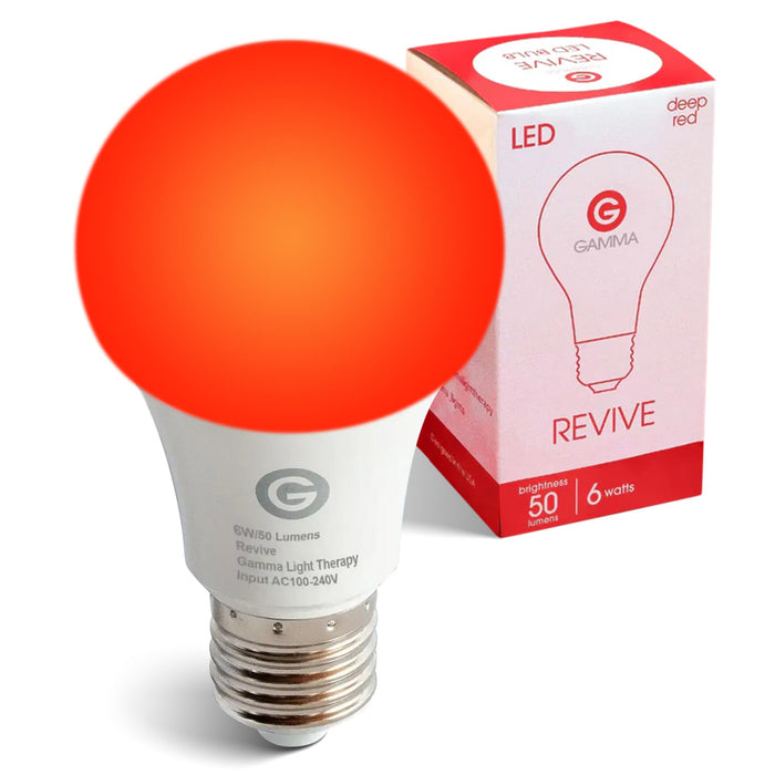 Revive - 670nm Red Light Bulb by Gamma - Sleep Therapy - Melatonin Promoting Natural Sleep Aid