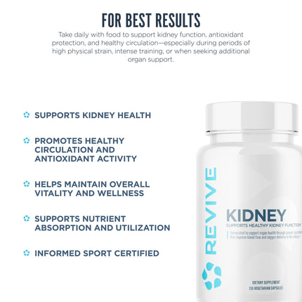 Revive MD Kidney Support – Plant-Based Kidney Detox Capsules | 135 Vegetarian Capsules (45 Servings)