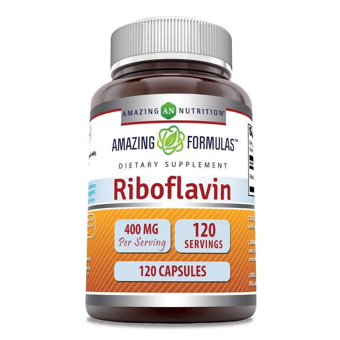 Amazing Formulas Riboflavin 400mg – 120 Capsules | Non-GMO, Gluten Free, Made in USA