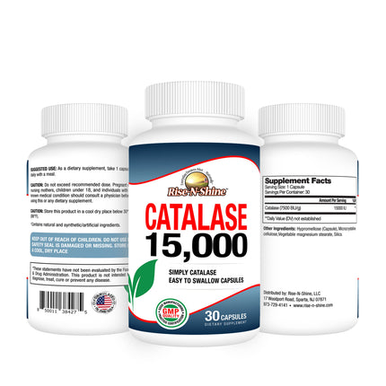 Rise-N-Shine Catalase Supplement 15,000 – Hair Health & Antioxidant Enzyme – 90 Capsules x 3 Bottles (90-Day Supply)