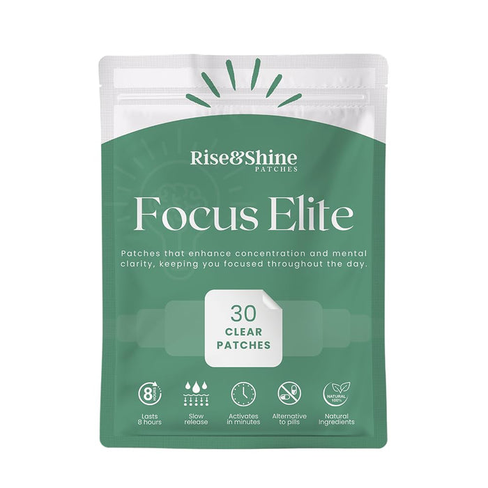 Rise & Shine Focus Elite Patches – 30 Count, 8-Hour Time Release Caffeine-Free Nootropic Patch