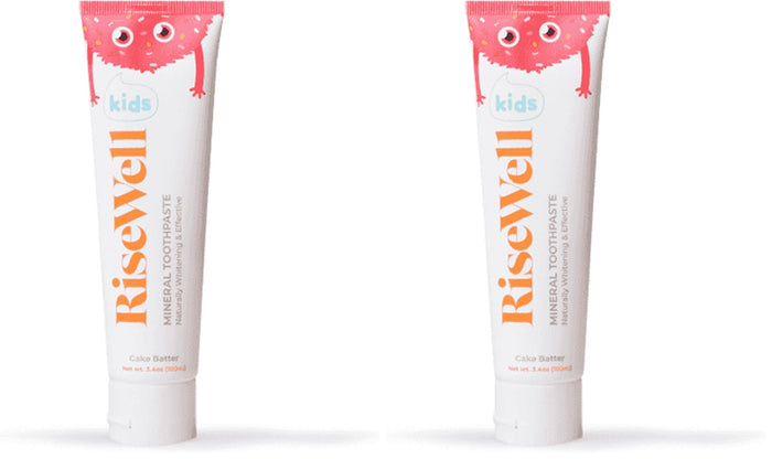 RiseWell Kids Mineral Toothpaste – Hydroxyapatite, No Fluoride, Cake Batter – 3.4 oz (Pack of 2)