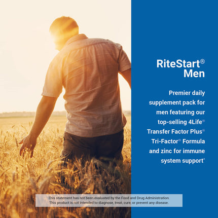 4Life RiteStart Men - Daily Nutritional Pack for Immune Support | Vitamin C, D & Zinc - 30 Packets