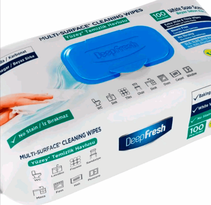 DeepFresh Multi-Surface Cleaning Wipes 100pk - Antibacterial Vegan Biodegradable