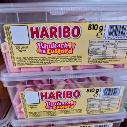 Haribo Rhubarb & Custard Gummies Tub – 810g ex store