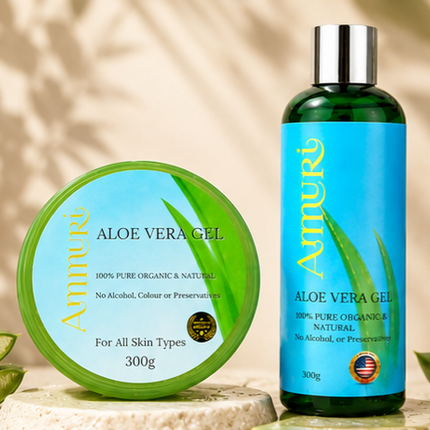 Organic Aloe Vera Gel Set for Face, Hair & Body Soothing | Ammuri