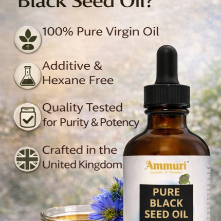 Pure Organic Black Seed Oil for Skin, Hair & Wellness | Ammuri