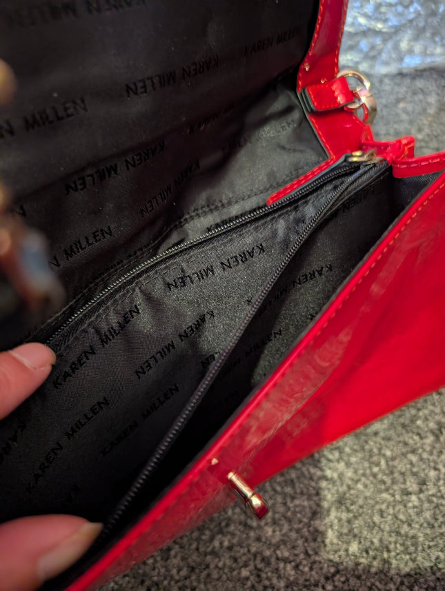 Karen Millen Red Patent Leather Crossbody Bag | Brand New