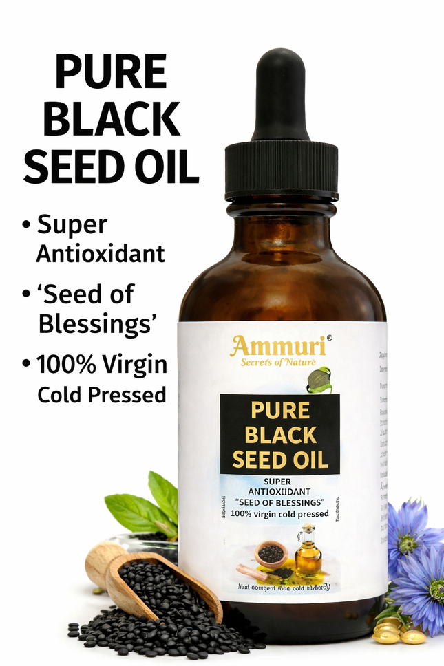 Pure Organic Black Seed Oil | Cold-Pressed Nigella Sativa for Skin, Hair & Wellness – Ammuri Beauty