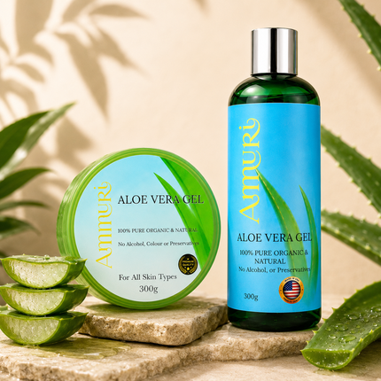 Organic Aloe Vera Gel Set for Face, Hair & Body Soothing | Ammuri