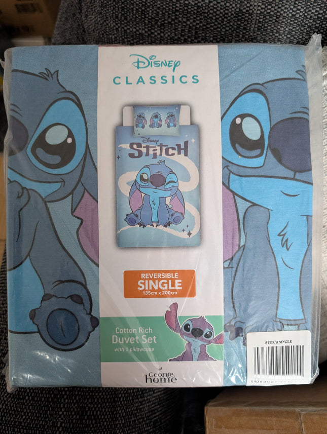 Disney Stitch Reversible Single or double  Duvet Set – Cotton Rich