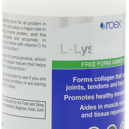 Roex Vitamins | L-Lysine | L-Proline | Muscle Maintenance and Recovery | Healthy Joints | Nutritional-Supplement | 120 Count