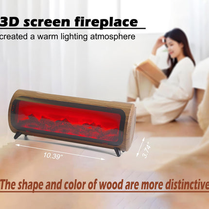 Romanplux Flame Diffuser Humidifier — 7-Color Flame, Wood Shape Fireplace Design with Auto-Shutoff