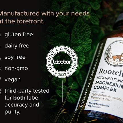 Potent & Pure Magnesium & Zinc Complex by Rootcha | Fully Reacted Magnesium with Chelated Zinc Picolinate | 120 Capsules