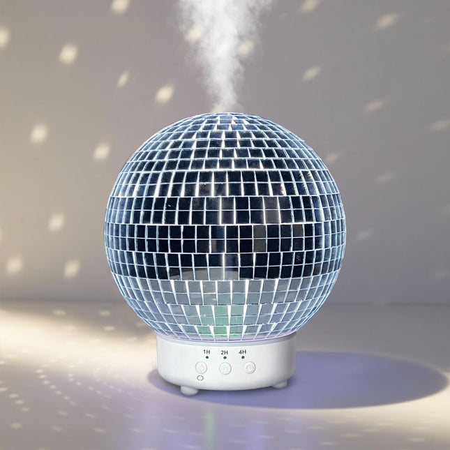 Rotating Disco Ball Diffuser - 3 Timer Modes, LED Color Lights, Mirror Ball Decor