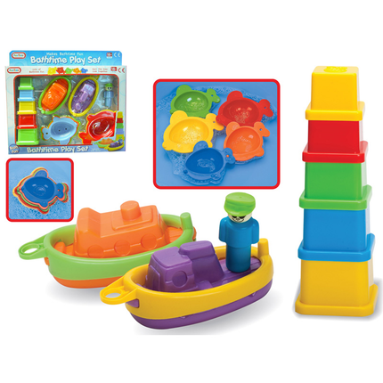 Bathtime Play Set – Nesting Cups, Boats, Sailors & Fish Bath Toy Set