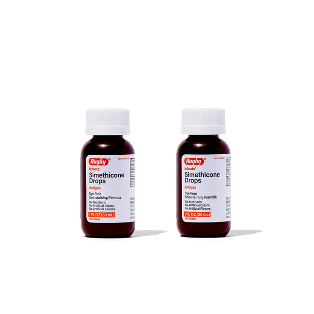 Rugby Dye-Free Infants' Gas Drops - Simethicone 20 mg Liquid Drops for Newborns, Babies, Toddlers, and Kids | No Artificial Colors or Flavors