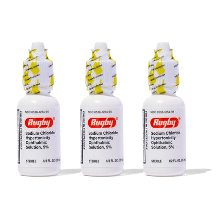 Rugby Laboratories Sodium Chloride 5% Hypertonic Ophthalmic Eye Solution - Alcohol-Free 0.5 fl oz (3-Pack)