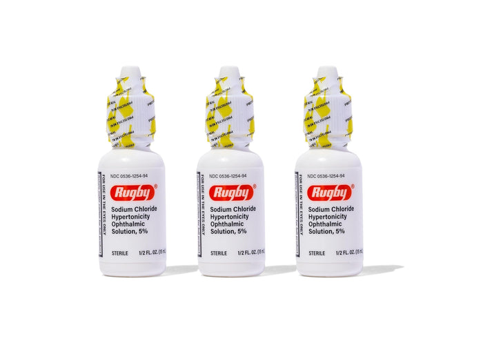 Rugby Laboratories Sodium Chloride 5% Hypertonic Ophthalmic Eye Solution - Alcohol-Free 0.5 fl oz (3-Pack)