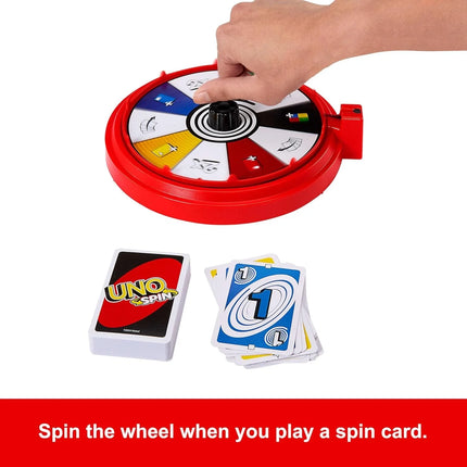 UNO Spin Card Game with Spinner Wheel – Family Party Game