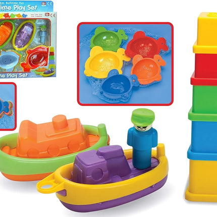 Bathtime Play Set – Nesting Cups, Boats, Sailors & Fish Bath Toy Set