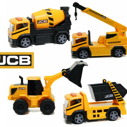 Teamsterz JCB Construction Trucks – 4 Assorted Die-Cast Vehicles for Kids