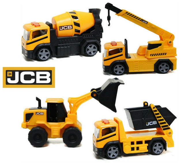 Teamsterz JCB Construction Trucks – 4 Assorted Die-Cast Vehicles for Kids