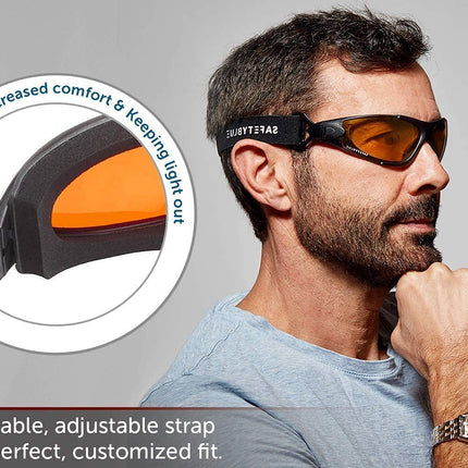 SafetyBlue Sleep Savior Deluxe Amber Lens Glasses – Blue & Green Light Blocking