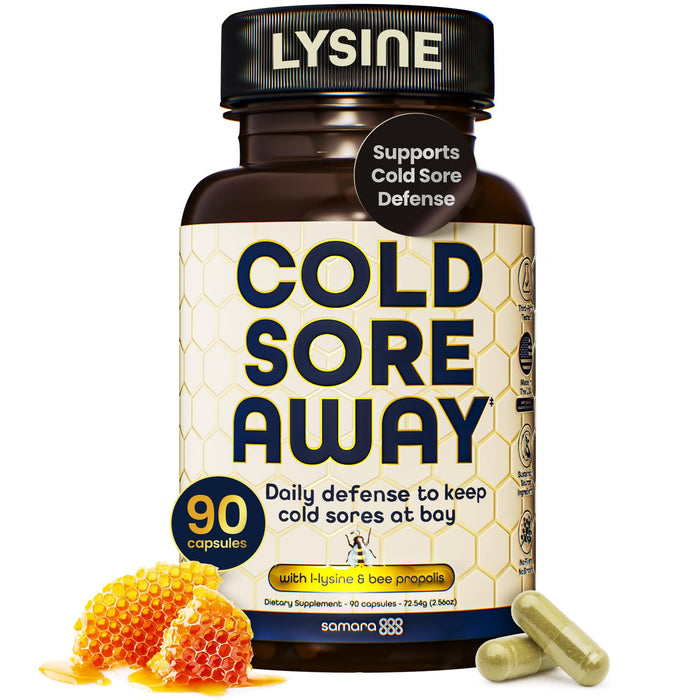 Samara 888 L Lysine Cold Sore Support – Herbal Immune Boost with Zinc & Olive Leaf, 90 Capsules