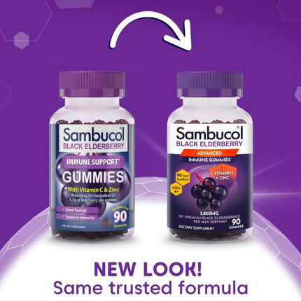Sambucol Elderberry Gummies – Immune Support with Vitamin C & Zinc | 90 Count