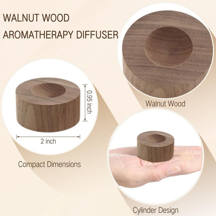 SAMIQU Wooden Essential Oil Diffuser – 2-Pack Walnut Wood Cylinder Diffusers for Home, Office, Car