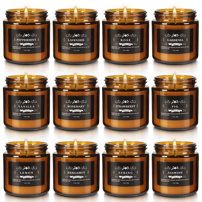 Scented Candle Set 12 Pack – Long-Lasting Soy Wax Candles for Home, Stress Relief & Gift Set