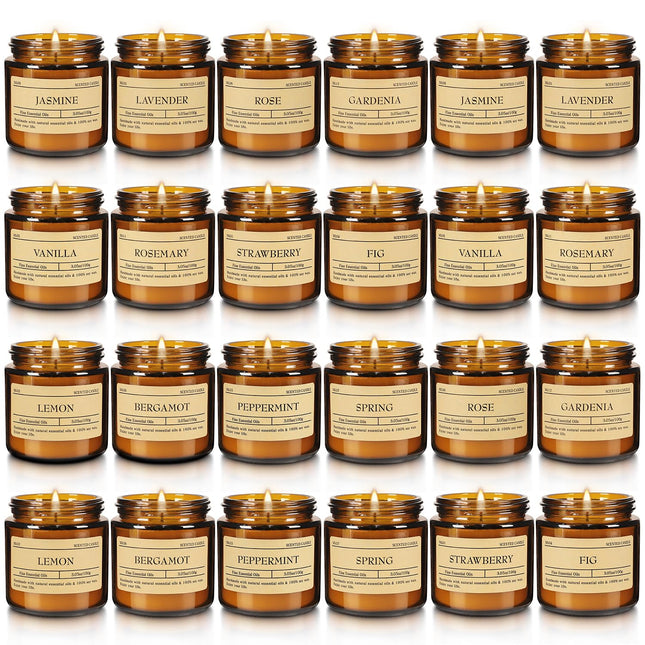 24-Pack Scented Candle Set – Soy Wax, Odor Elimination, Stress Relief Gift