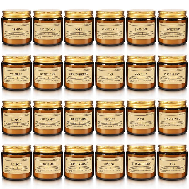 24-Pack Scented Candle Set – Soy Wax, Odor Elimination, Stress Relief Gift