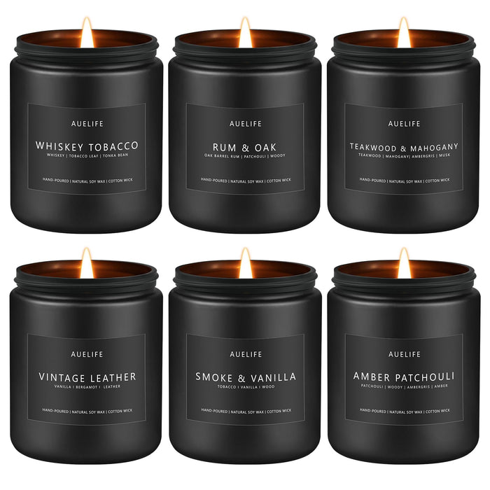 Scented Candles Set for Men – 6-Pack Masculine Soy Candles | Aromatherapy Gift