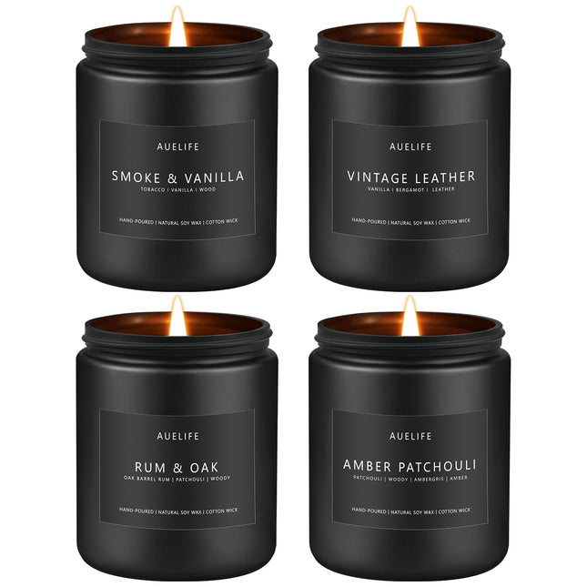 Men's Scented Candles Set — 4-Pack Soy Candles for Home, Gifts for Dad | Father's Day