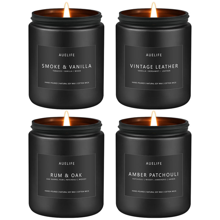 Men's Scented Candles Set — 4-Pack Soy Candles for Home, Gifts for Dad | Father's Day