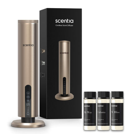 Scentia Max Diffuser – Wireless Waterless Diffuser with App Control | Covers 1500 Sq Ft | Gold