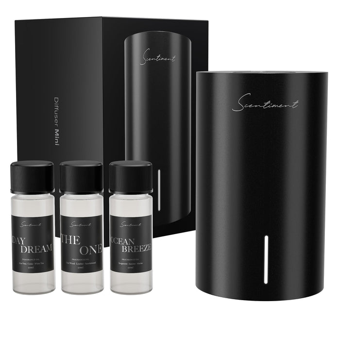 Scentiment Mini V2 LE Diffuser Discovery Kit Black – 3 Luxury Oils (20ml)