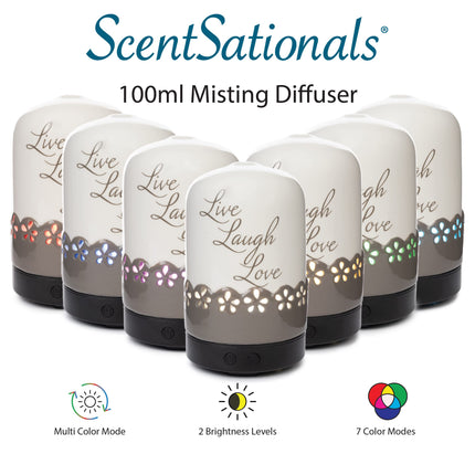 ScentSationals Sentiments Essential Oil Diffuser – Aromatherapy Diffuser for Living Room or Bedroom – Ivory/Tan