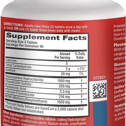 Schiff Move Free Advanced Plus 1500 mg MSM – 120 Coated Tablets, Pack of 3