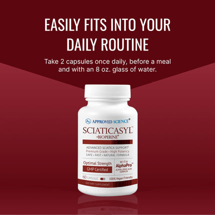 Sciaticasyl by Approved Science - Optimal Sciatic Nerve Support | Vegan, 360 Capsules