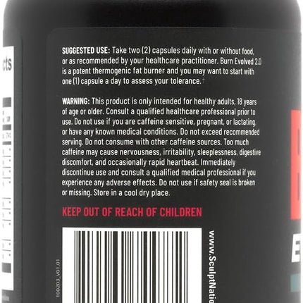 Sculpt Nation Burn Thermogenic Fat Burner for Men & Women – Daytime Metabolism Booster | Capsimax, Chromax, Patented Ingredients | 60 Veggie Pills