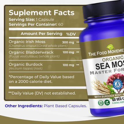 Sea Moss Master Formula with Burdock & Bladderwrack | Gut Health | The Food Movement Co.