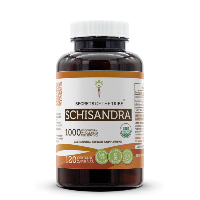 Secrets of the Tribe Schisandra 120 Capsules, 1000 mg, USDA Organic Schisandra (Schisandra Chinensis) Dried Berry (120 Capsules)