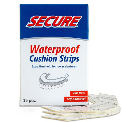 Secure Denture Adhesive Strips – Zinc-Free, Waterproof, All-Day Hold | 60 Strips (4 Pack)