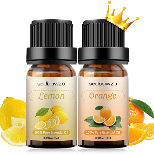 Sedbuwza Lemon & Orange Essential Oil Set - 2x10ml | Diffuser & Aromatherapy