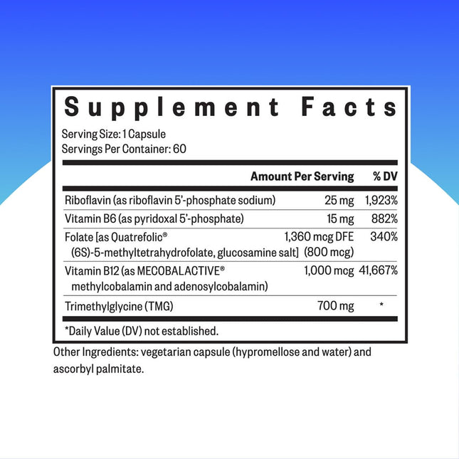 Seeking Health Homocysteine Nutrients - L-Methylfolate & B Vitamins - 60 Capsules