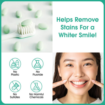 150 Tablets Chewable Toothpaste Tablets – Peppermint, Nano Hydroxyapatite, Sensitive Teeth, Fluoride Free, Plastic Free